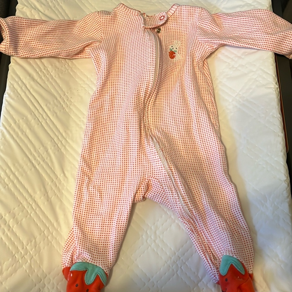Strawberry zip onesie